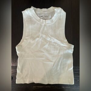 White Ribbed Sleeveless Top